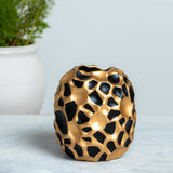 Golden Black Ceramic Carved Vase