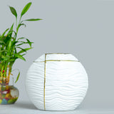 Patterned White Gold Ceramic Vase by Qbox Decor