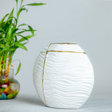 Patterned White Gold Ceramic Vase by Qbox Decor