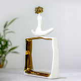 Gold & White Lady Figurine Ceramic Table Decor