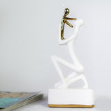 White Gold Ceramic Mother & Baby Statue (Big)