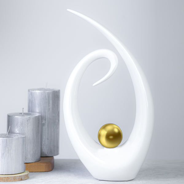 Modern White Ceramic Spirale Showpiece (Medium)