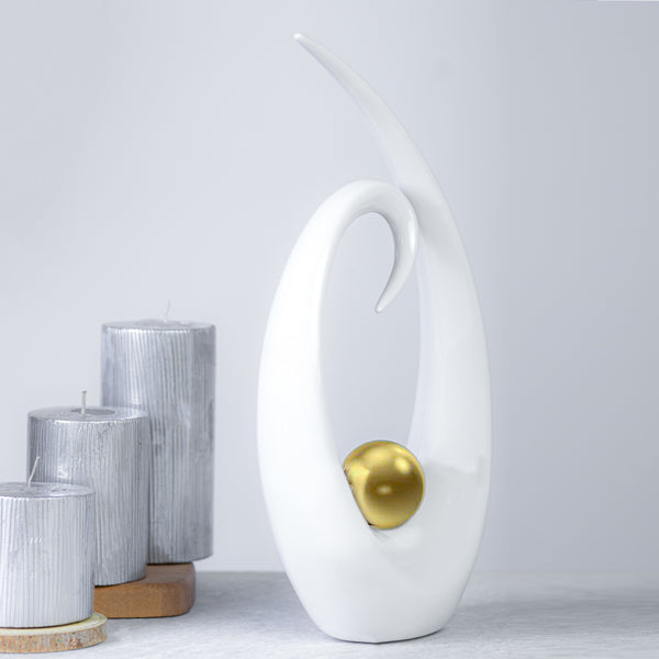 Modern White Ceramic Spirale Showpiece (Medium)