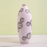 Designer White Printed Ceramic Decorative Table Vase - (Big)