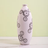 Designer White Printed Ceramic Decorative Table Vase - (Big)