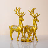 Set of 3 Golden Reindeer Family Shelf Decor Pieces