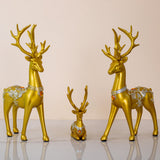 Set of 3 Golden Reindeer Family Shelf Decor Pieces