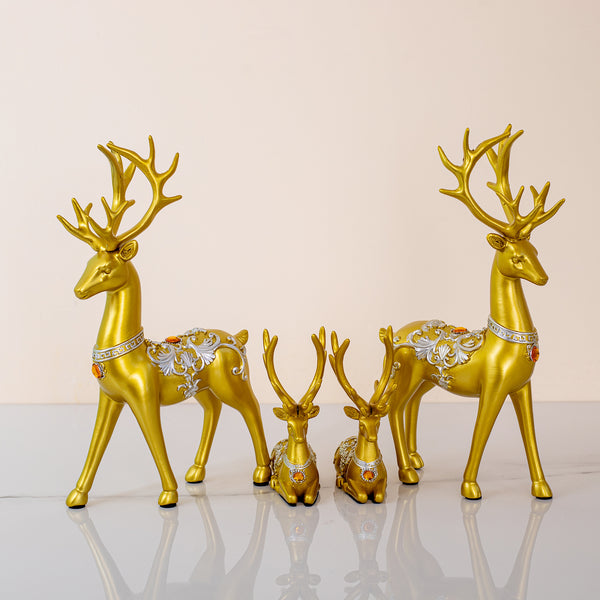 Set of 4 Golden Reindeer Family  Table Decor Pieces