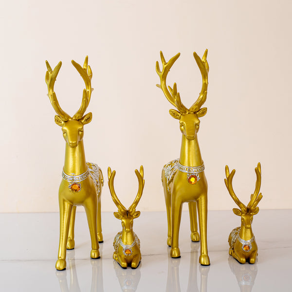 Set of 4 Golden Reindeer Family  Table Decor Pieces