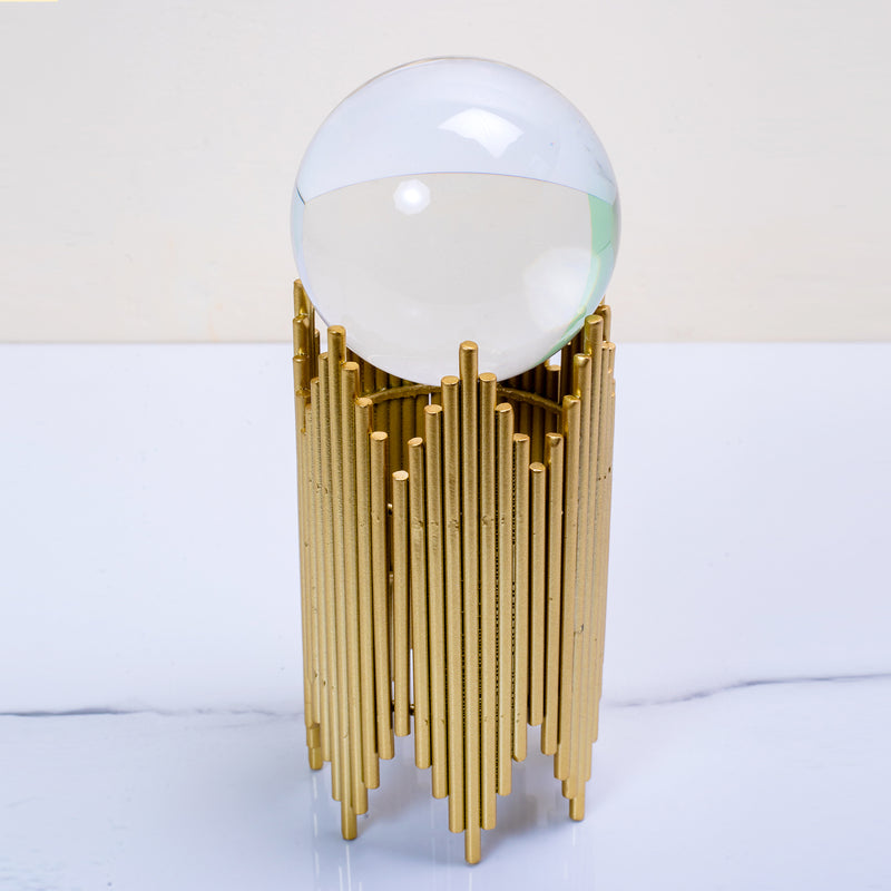 Crystal Ball With Golden Stand Table Decor Art Piece