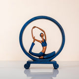 Golden Blue Color Yoga Lady Pigeon Pose Statue