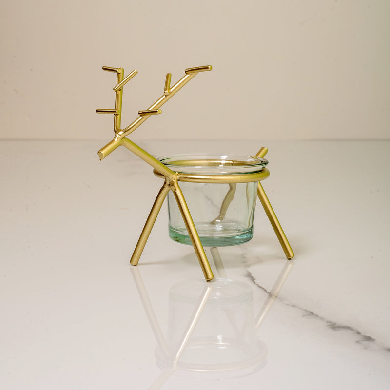 Decorative Golden Deer Shape Candle Holder by QBox Decor