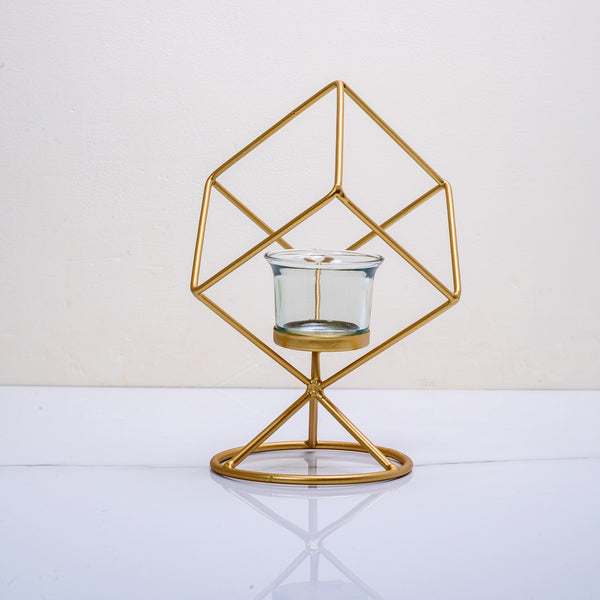 Golden cube Candle Holder by QBox decor