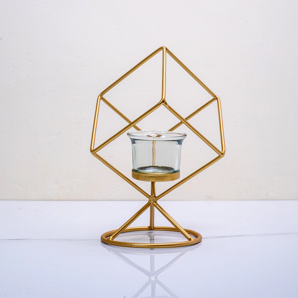 Golden cube Candle Holder by QBox decor