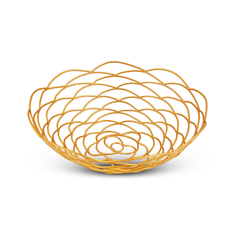 Curled Petal Golden Fruit Serving Tray from Qbox Decor