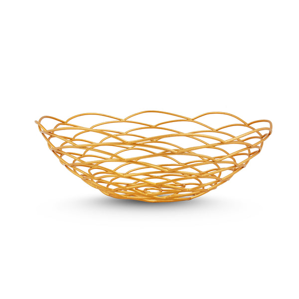 Curled Petal Golden Fruit Serving Tray from Qbox Decor