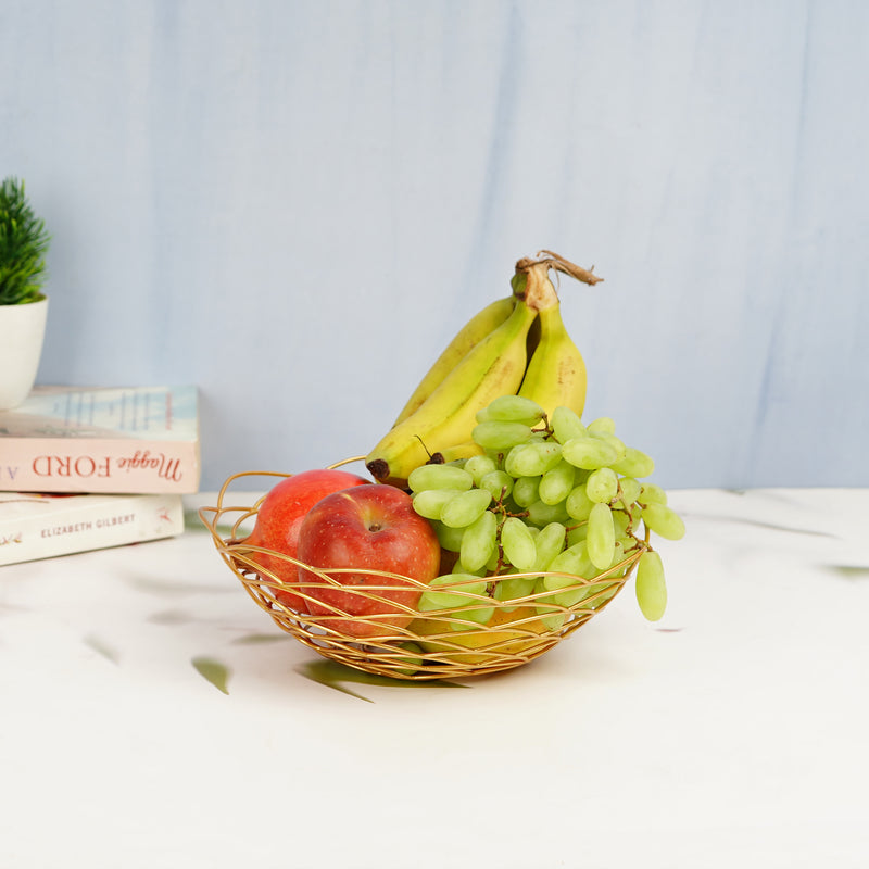 Curled Petal Golden Fruit Serving Tray from Qbox Decor