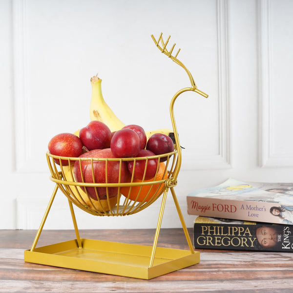 Golden Deer Shape Fruit Basket