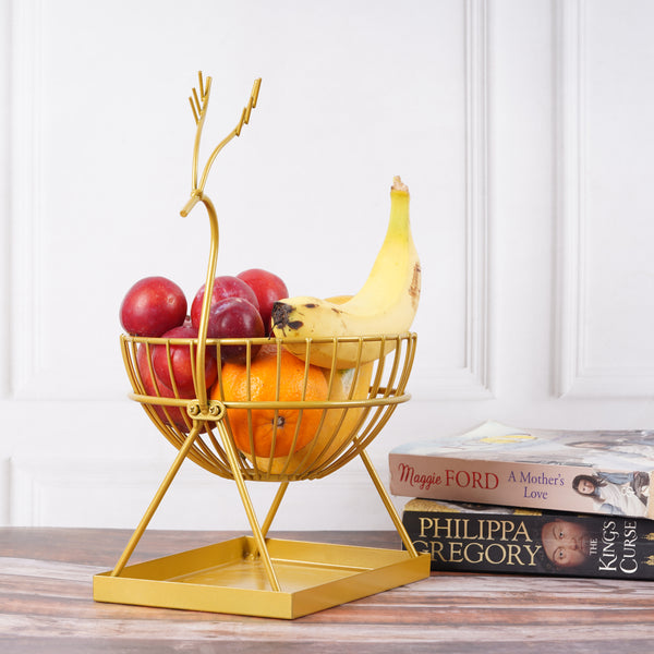 Golden Deer Shape Fruit Basket