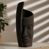 Bold Black Nero Face Shape Ceramic Vase