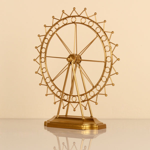 Golden Wheel Metal Table Decor Showpiece- Small