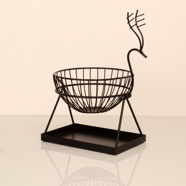 Graceful Black Deer Fruit Basket from Qbox Decor