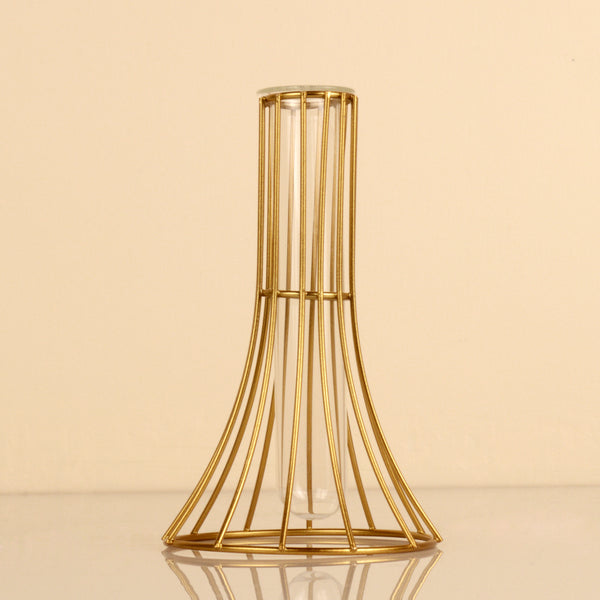 Golden Metal And Glass Tabletop Flower Holder Vase