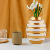 Xenia Elegant Ceramic White and Gold Vase for Home Decor - qbox_decor