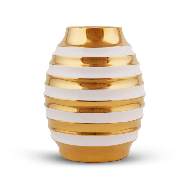 Xenia Elegant Ceramic White and Gold Vase for Home Decor - qbox_decor